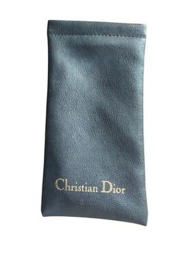 Christian Dior Vintage Grey Faux Leather Eyewear Pouch